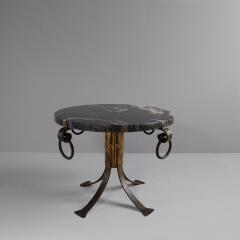 1950s marble topped side table with faded gilt iron base Spain - 4193748