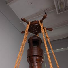 1950s wooden maritime hanging light France - 4303936