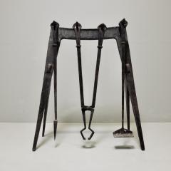1950s wrought iron set of fire tools France - 4113299