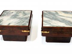 1958 Brazilian Rosewood Side Tables with Marble and Brass - 2653409