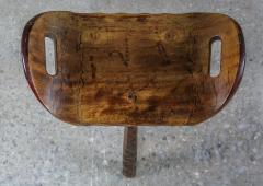 1960 French Brutalist Carved Wood Pub Saddle Stool - 2240853