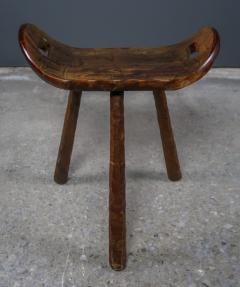 1960 French Brutalist Carved Wood Pub Saddle Stool - 2240854