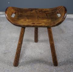 1960 French Brutalist Carved Wood Pub Saddle Stool - 2240855