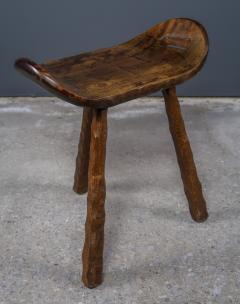 1960 French Brutalist Carved Wood Pub Saddle Stool - 2240857