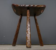 1960 French Brutalist Carved Wood Pub Saddle Stool - 2240859