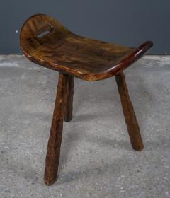 1960 French Brutalist Carved Wood Pub Saddle Stool - 2240862