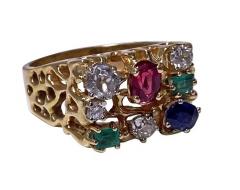 1960 s Gentlemans Gold and Gemstone Ring - 2066053