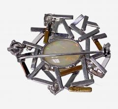 1960 s Opal and Diamond 18K Brooch Pendant - 2824065