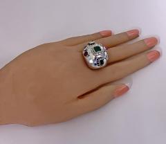 1960 s Sputnik Gold Diamond and Gemstone Ring  - 2071558