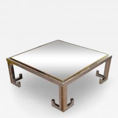 1960S GLASS COFFEE TABLE WITH CHROME AND BRASS GREEK KEY DESIGN - 3090279