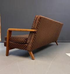 1960s American Studio Craft Oak Sofa with Thistle Carving Mid Century - 3681103