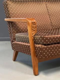 1960s American Studio Craft Oak Sofa with Thistle Carving Mid Century - 3681125