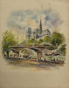 1960s Asterio Pascolini Vintage Art Lithograph Notre Dame Cathedral Paris France - 2729722