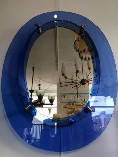1960s Blue Irregular Oval Mirror - 119127