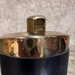 1960s Brass Black Leather Hip Flask Spain - 3569404