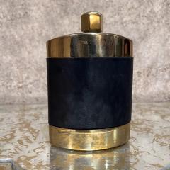 1960s Brass Black Leather Hip Flask Spain - 3569406