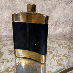 1960s Brass Black Leather Hip Flask Spain - 3569407