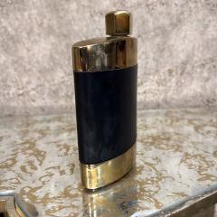 1960s Brass Black Leather Hip Flask Spain - 3569408