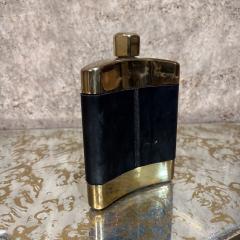 1960s Brass Black Leather Hip Flask Spain - 3569410