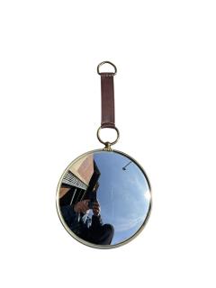 1960s Brass and leather witch mirror - 4544472