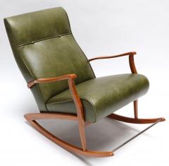 1960s Brazilian Rocking Chair in Green Leather - 275537