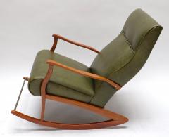 1960s Brazilian Rocking Chair in Green Leather - 275539