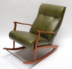 1960s Brazilian Rocking Chair in Green Leather - 275540