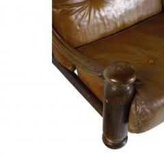 1960s Brazilian leather and rosewood 2 seat sofa - 3466404