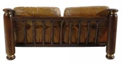 1960s Brazilian leather and rosewood 2 seat sofa - 3466406