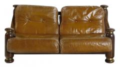 1960s Brazilian leather and rosewood 2 seat sofa - 3466408