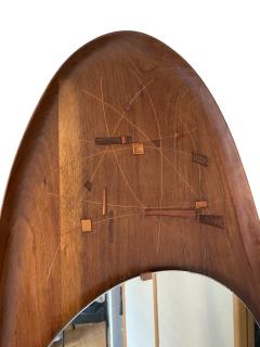 1960s Brutalist Carved pear wood wall mirror - 4118862