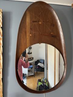 1960s Brutalist Carved pear wood wall mirror - 4118863