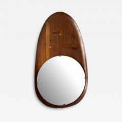1960s Brutalist Carved pear wood wall mirror - 4121251