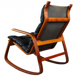 1960s Danish Bentwood Leather Rocker - 2823907