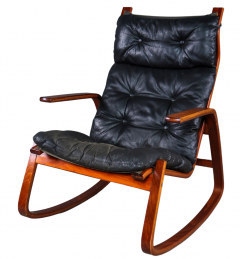 1960s Danish Bentwood Leather Rocker - 2823908