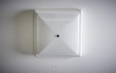 1960s Design Flush Mount White White Wood Frame Nos Italy - 3231548