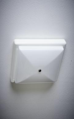 1960s Design Flush Mount White White Wood Frame Nos Italy - 3231550