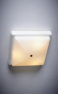 1960s Design Flush Mount White White Wood Frame Nos Italy - 3231551