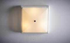1960s Design Flush Mount White White Wood Frame Nos Italy - 3231552