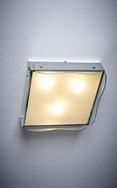 1960s Design Flush Mount in Clear Glass Nos Italy - 3231621