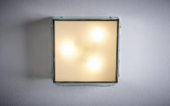 1960s Design Flush Mount in Clear Glass Nos Italy - 3231624