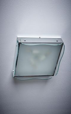 1960s Design Flush Mount in Clear Glass Nos Italy - 3231625
