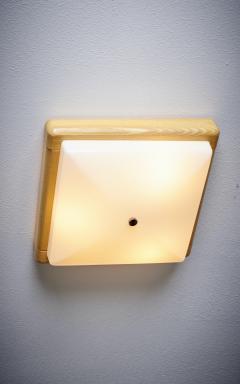 1960s Design Flush Mount with Wood Frame new old stock Italy - 3231537