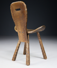 1960s French Brutalist Carved Saddle Chair - 2540404