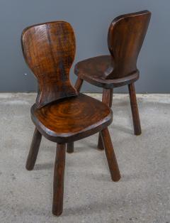 1960s French Brutalist Carved Wood Side Chairs - 2235454