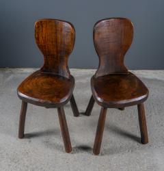 1960s French Brutalist Carved Wood Side Chairs - 2235673