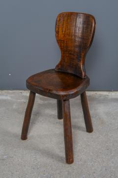 1960s French Brutalist Carved Wood Side Chairs - 2235679