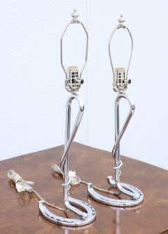 1960s French Horse Shoe Chrome Table Lamps - 3070789