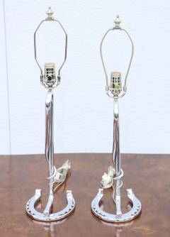 1960s French Horse Shoe Chrome Table Lamps - 3070790