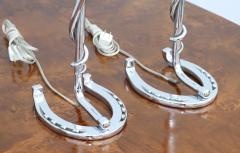 1960s French Horse Shoe Chrome Table Lamps - 3070792